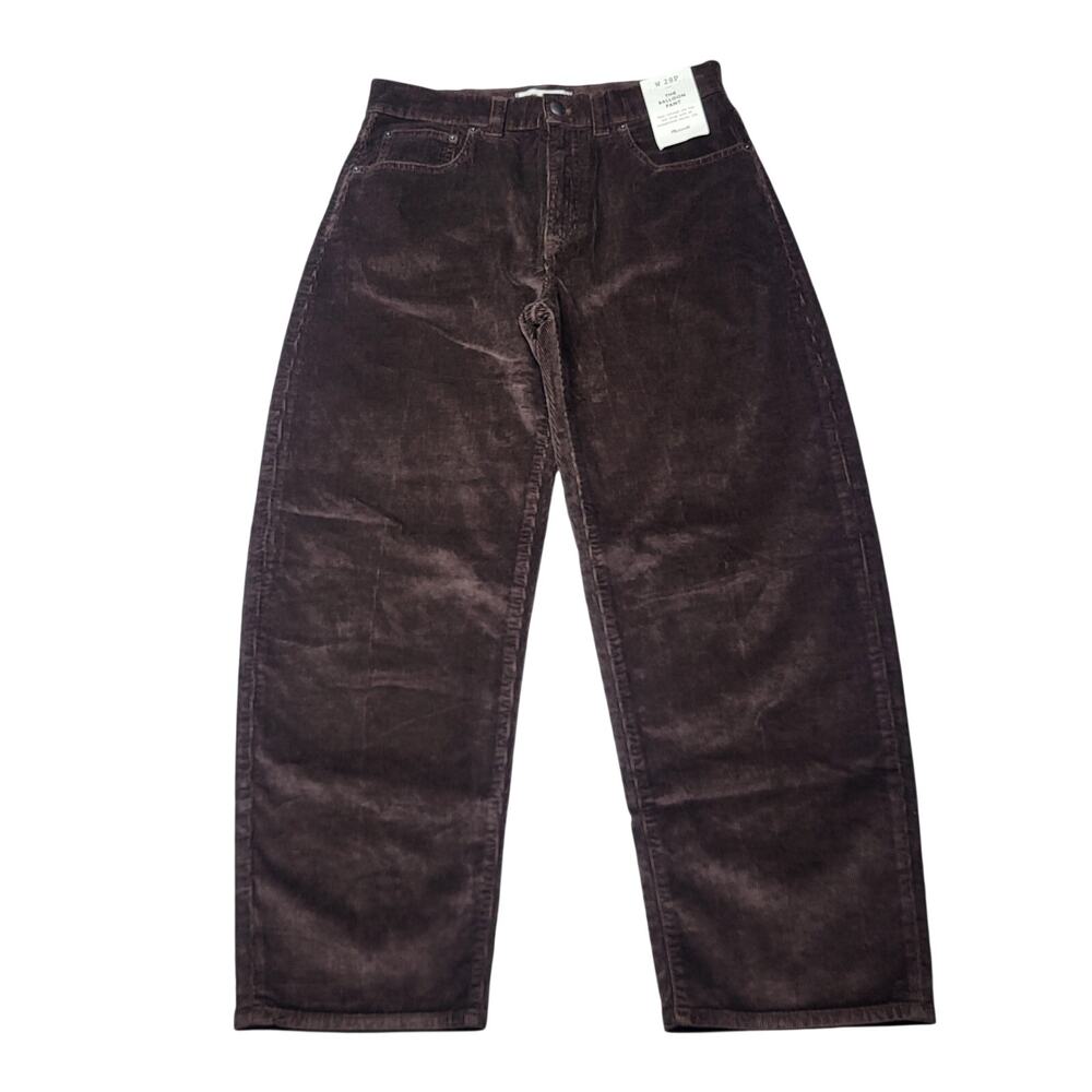 Madewell Petite Balloon Barrel Leg Corduroy Pants Dark Carob Brown Baggy 28P - Picture 3 of 12